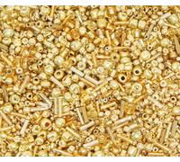 Perlin Rocailles perline in vetro Indiander perline Pony 2mm 3mm 4mm rotonde, dimensioni miste, colori misti, perline tonde 3000 pz (Oro)