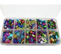 Perlin Set di perline da infilare, 840 pezzi di perline in plastica mix di perline colorate in acrilico da 5 mm a 14 mm, set fai da te, 10 motivi con scatola di assortimento