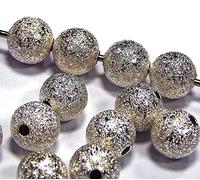 Perlin Stardust - Perle di polvere di metallo, 4/6/8 mm, rotonde, distanziatori tra perle (4 mm, argento anticato, 50 pezzi)