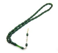 Perlin Tesbih Tasbih Tespih Misbaha Subha 33, 15 mm, rosario islamico musulmano, accessorio per il culto dei gioielli, lunghezza 38 cm (verde scuro)