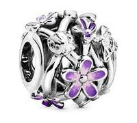 Perlina Donna Pandora OPENWORK PURPLE DAISY Argentato Viola