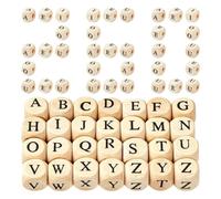 Perline 260 Pezzi Quadrati di Legno da 3,5 mm con 26 Lettere | Perline Sciolte Portachiavi Collana Ciondolo Telefono Laccetto Charm Borsa