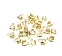 Perline a crimpare 1000 pz Ferro Ripiegare Crimpature Estremità del Cavo Gioielli for Risultati di in Pelle Spessa da 3 mm 4 5(Gold colour,4mm(Width))