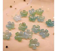 Perline a forma di fiore in acrilico, Confezione da 200 perline con fiori in acrilico multicolore 17 mm, for creazione e artigianato di gioielli(Yellow -Green)