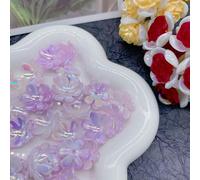 Perline a forma di fiore in acrilico, Confezione da 200 perline multicolori a sei petali in acrilico 20 mm for la creazione di gioielli(Purple)