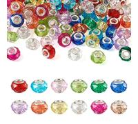 Perline a foro largo, 1 scatola di perle di cristallo imitazione in resina trasparente sfaccettata con foro largo, 14 mm, cerchio