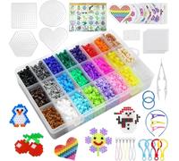 Perline a Fusione 6300 Pezzi Set, 24 Colori Kit Creativo Fai da Te, Con Glitter da 5 mm, Fusibili Con Scatola di Smistamento