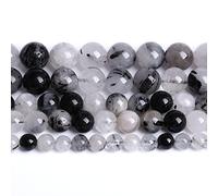 Perline AAA in quarzo nero naturale con rutilo, rotonde perline sfuse per il braccialetto fai da te, 45 pezzi, 8 mm, cristallo energia, potere curativo, pietra
