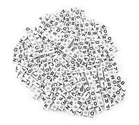 Perline Acriliche, Perline con Lettere Perline a Cubo con Lettera Singola in Acrilico 300 Pezzi Perline con Alfabeto Bianco A-Z Accessori per Collana Braccialetto Fai-da-te