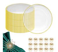 Perline Acrilico Caricabatterie Piatti 33cm Trasparente Con Oro/Argento Bordo