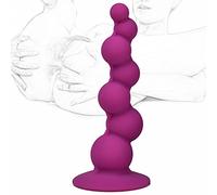 Perline anali Catena anale Perline Plug anale in silicone Butt plug Dildo anale con ventosa Stimolazione della prostata Dilatatore vaginale Masturbazione Giocattolo sessuale per uomini(Rosarot)