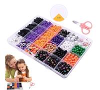 Perline artigianali di Halloween, kit di perline per realizzare braccialetti | Bracciale Perline Realizzare Perline Di Halloween | Creazione di gioielli con perline assortite stagionali con cordino el