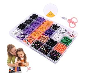 Perline artigianali di Halloween, kit di perline per realizzare braccialetti | Bracciale Perline Realizzare Perline Di Halloween | Creazione di gioielli con perline assortite stagionali con cordino el