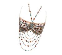 Perline cave perle artificiali Body Chain Strap Top per le donne Festa Musica Festival Spiaggia Vacanze Bustier Perle Artificiali Festival Indossare, One Size, come descritto, come descritto
