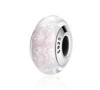 Perline charm in vetro di Murano con anima in argento Sterling per braccialetti charm Pandora, Argento sterling, vetro
