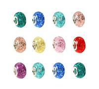Perline con foro centrale in ottone, Confezione da 50 perline distanziatrici in resina multicolore da 14 mm con foro da 5 mm for ciondoli fai da te for la creazione di gioielli.(Mixed colors-14mm)