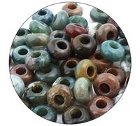 Perline con foro grande per la creazione di gioielli, perline in pietra naturale macramè sfuse, confezione da 15, agata indiana (8 x 14 mm)