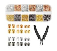 Perline Crimp, 2200 Pezzi Tubetti con Pinza, Per Collane Bracciali Ciondoli E Progetti Artigianali
