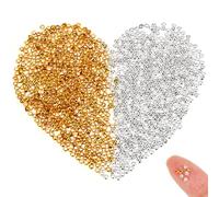 Perline da schiacciare, 2000 pezzi, 2,5 mm, con perline rotonde in argento e oro, distanziatore per gioielli fai da te, collane