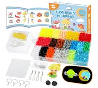 Perline da Stirare 5mm 4000 Pezzi Perline a Fusione Set Luminoso con Carta Stiro Pinzette Clip Pegboard Gioco Creativo per Bambini Fai da Te Tema Principe