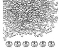 Perline d'argento 2000 pezzi 3 mm perline distanziali rotonde lisce per la creazione di gioielli, piccole perle d'argento rotonde distanziali con foro
