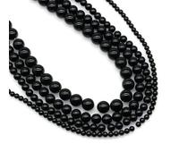 Perline di avventurina blu da 4, 6, 8 e 10 mm, pietre naturali, C curativo, perline distanziatrici rotonde per la creazione di gioielli fai da te, collane e bracciali, ossidiana nera da 10 mm, da 35