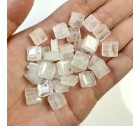 Perline di C di occhio di tigre, quadrate piatte da 10 mm, perline di pietra naturale quadrate per la creazione di gioielli, accessori fai da te, ciondoli, artigianato - 26 cristalli bianchi - 5 pez