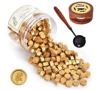 Perline di Cera Sigillante, Perline di Ceralacca, 200 Pezzi Sigillo di Cera Ottagonale con Caldo e Cucchiaio, Fai Da Te per Francobolli, Let (Oro)