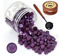 Perline di Cera Sigillante, Perline di Ceralacca, 200 Pezzi Sigillo di Cera Ottagonale con Caldo e Cucchiaio, Fai Da Te per Francobolli, Lettere, Buste, Inviti, Carte, Regalo (Viola Scuro)