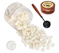Perline di Cera Sigillante, Perline di Ceralacca, 200 Pezzi Sigillo di Cera Ottagonale con Caldo e Cucchiaio, Fai Da Te per Francobolli, Let (Bianco)