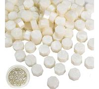 Perline di Ceralacca, 100 Pezzi Perline Sigillo di Cera Ottagonale per Timbro Sigillo di Ceralacca Buste Lettere Inviti di Nozze Carte Decorative Confezioni Regalo Artigianato (Bianco Perla)