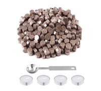 Perline di Ceralacca, 200 Pezzi Set di Timbro Ceralacca, Ceralacca Ottagonale, con 1 Cucchiaio e 4 Candele, per Inviti di Nozze, Buste, Lettere, Cartoline, Confezione Regalo (oro champagne)