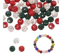 Perline di cristallo, 10mm 100Pz bianche/rosse/verde scuro per DIY