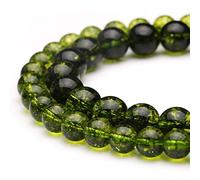 Perline di cristallo naturale per la creazione di gioielli, peridoto da 6 mm, lucide, rotonde e lisce, vere per braccialetti e collane, 38 cm (peridoto, 6 mm)