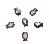Perline di cristallo, perle di vetro, acrilico, piccole perle di pesce, 10 x 14 mm, foro medio, confezione da 60 pezzi, colore: nero (Gun Black Purple)