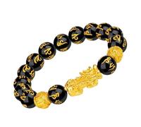Perline di fortuna e ricchezza, bracciale in ossidiana nera, accessorio per gioielli regolabile con fascino da polso flessibile, ideale per celebrazioni, scuola, casa e all'aperto