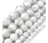 Perline di Howlite bianca di seconda generazione da 4/6/8/10/12 mm per la creazione di braccialetti di gioielleria, filo di perline rotonde sciolte da 15'' - bianche - 4,0 mm, 91 pezzi