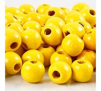 Perline di legno, D: 10 mm, giallo, 20 g, circa 70 pz