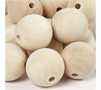 Perline di legno, D: 30 mm, dimensione del foro 5 mm, 50 pezzi