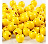 Perline di legno, diametro: 8 mm, giallo, 15 g circa. 100 pezzi.