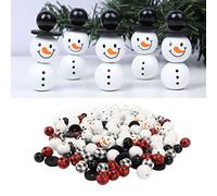 Perline di Legno Fai-da-te di Natale, Ornamento di Perline di Pupazzo di Neve di Natale Decorativo Riutilizzabile Fai-da-te, Perline Rotonde Che Mettono Ornamenti per L'artigianato con Corda Che Mette