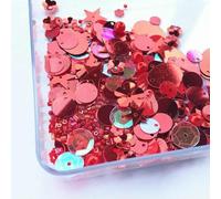 Perline di perle miste di da 10 g/sacchetti, paillettes piatte rotonde in PVC, per cucito artigianale, perline di semi di vetro per abiti da sposa - Paillettes rosse - 10 g