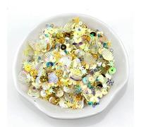 Perline di perle miste di da 10 g/sacchetti, paillettes piatte rotonde in PVC, per cucito, perline di semi di vetro per abiti da sposa - Nuovo oro - 10 g