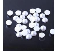 Perline di perle semi-perlate cabochon bianche da 14 mm, con dorso piatto, finte cupole rotonde per lavori fai da te, 50 pezzi