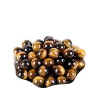 Perline di Pietra 4-12 mm, Perline Rotonde sciolte in Quarzo Lava e Agate per la creazione di Gioielli, Accessori per Braccialetti Fai da Te - Occhio di Tigre Giallo - 6 mm, 58-60 Pezzi