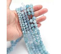 Perline di pietra Agata Occhio di tigre Giada Quarzo Pietra di luna Perline di lava per la creazione di gioielli Accessori per braccialetti fai da te - gemma blu mare - 10 mm (circa 35)