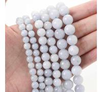 Perline di pietra Agata Occhio di tigre Giada Quarzo Pietra di luna Perline di lava per la creazione di gioielli Accessori per braccialetti fai da te-Acquamarina chiara-12mm (circa 30)
