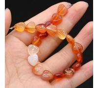 Perline di pietra di agata naturale a forma di cuore, avventurine verdi, quarzi rosa, perline sciolte per la creazione di collane e braccialetti fai da te, 20 pezzi - Agata rossa - 10x10x5 mm