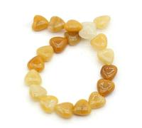 Perline di pietra di agata naturale a forma di cuore, avventurine verdi, quarzi rosa, perline sciolte per la creazione di collane e braccialetti fai da te, 20 pezzi, giada gialla, 10x10x5 mm.