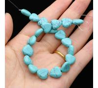 Perline di pietra di agata naturale a forma di cuore, avventurine verdi, quarzi rosa, perline sciolte per la creazione di collane e braccialetti fai da te, 20 pezzi, turchese blu, 10x10x5 mm.